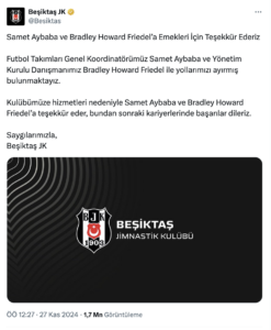 Besiktas Resmi Twitter Hesabi Samet Aybaba Brad Friedel Aciklamasi